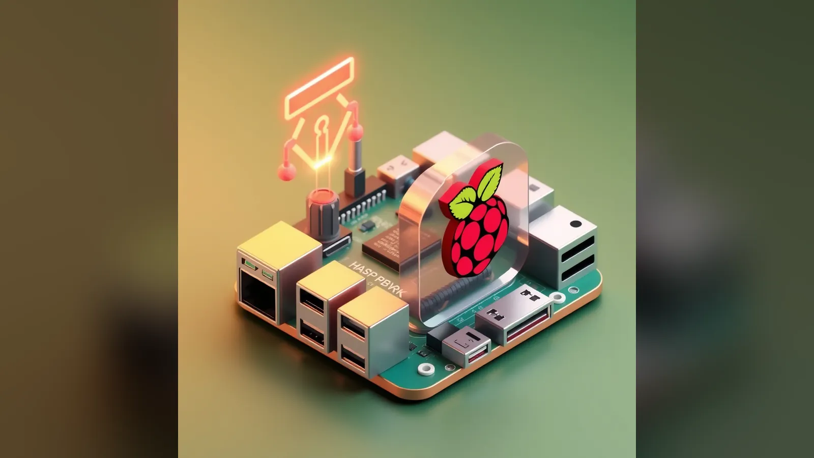Illustration of a Raspberry Pi with a padlock and network symbols